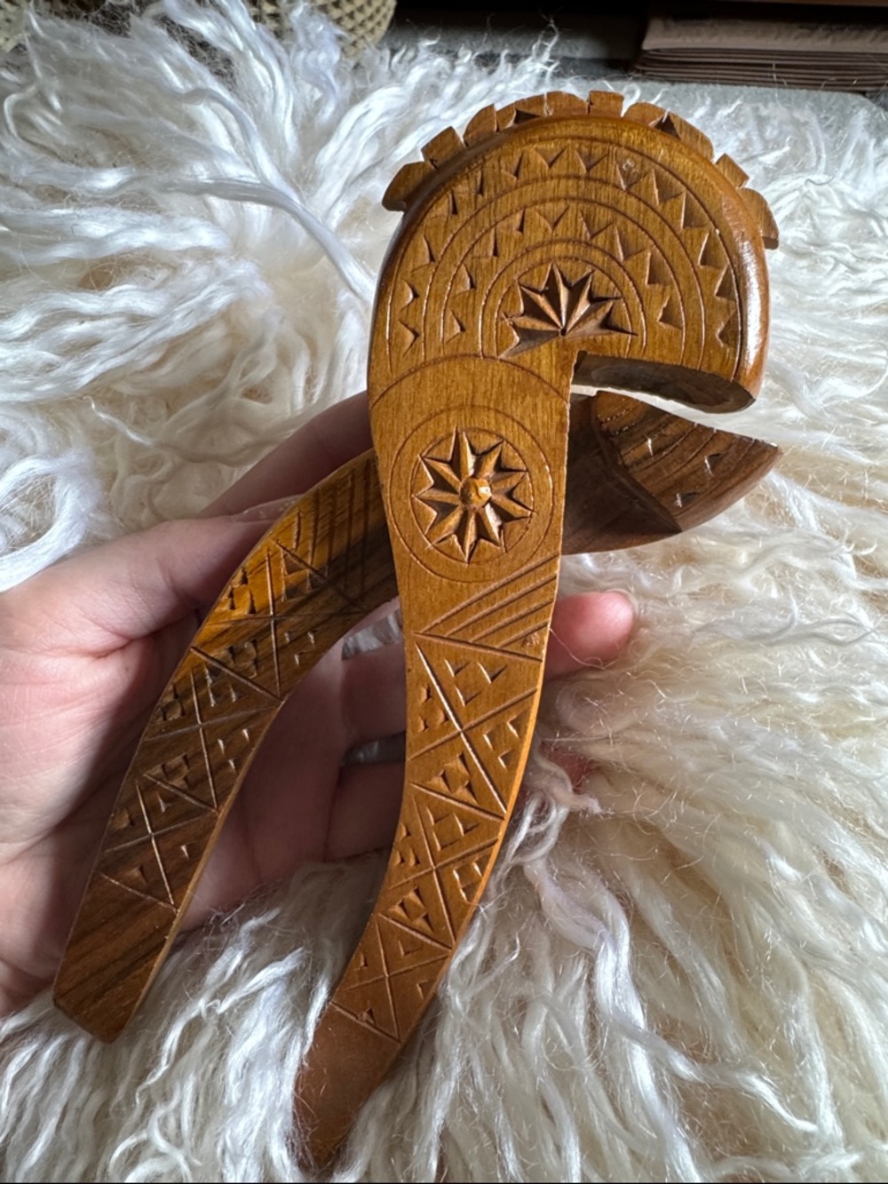 Hand-Carved Wooden Nutcracker - Natural Brown - Picture 2 of 8